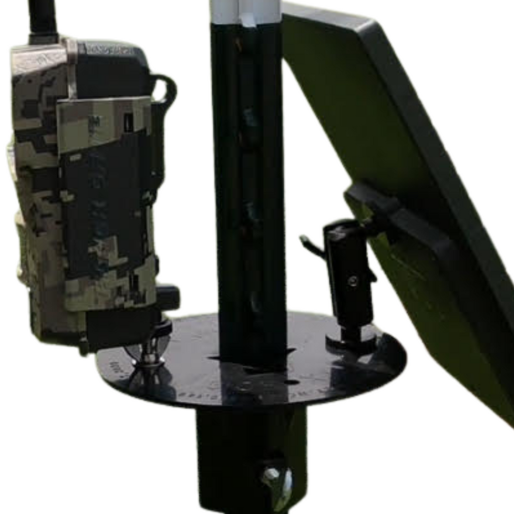 Patented T-Post Trail Camera & Solar Panel Mount — 1 Articulating Arm