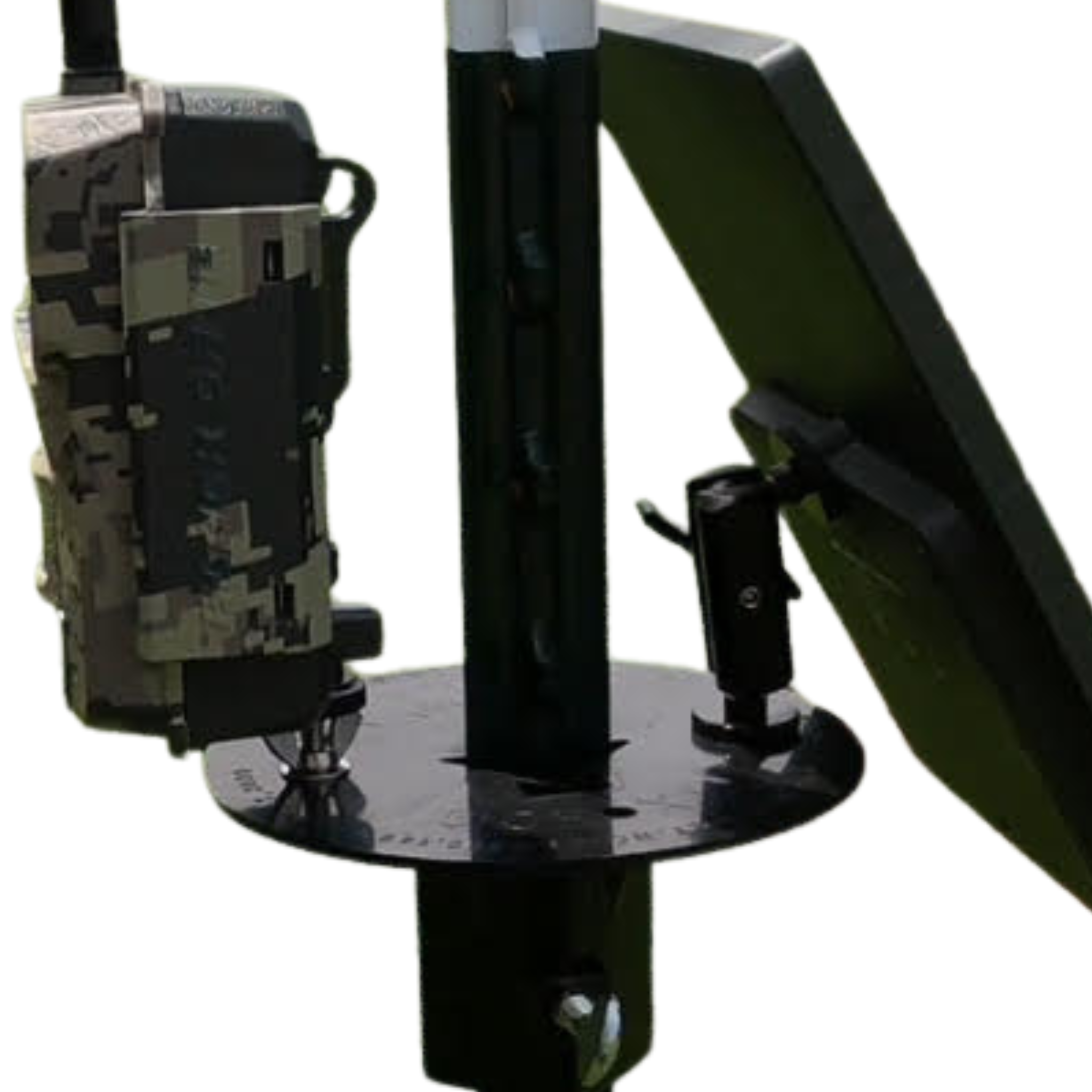 Patented T-Post Trail Camera & Solar Panel Mount — 1 Articulating Arm