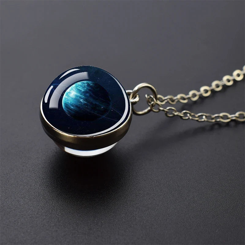 Solar System Galaxy Pendant Necklace | Unisex Astronomy Jewelry Gift