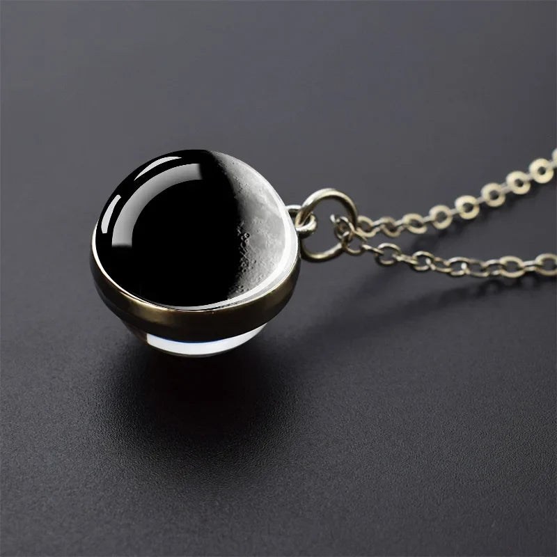 Solar System Glass Ball Pendant Necklace | Astronomy Galaxy Jewelry