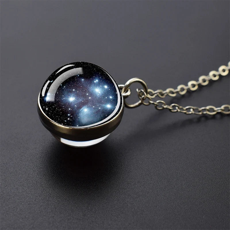 Solar System Glass Ball Pendant Necklace | Astronomy Galaxy Jewelry