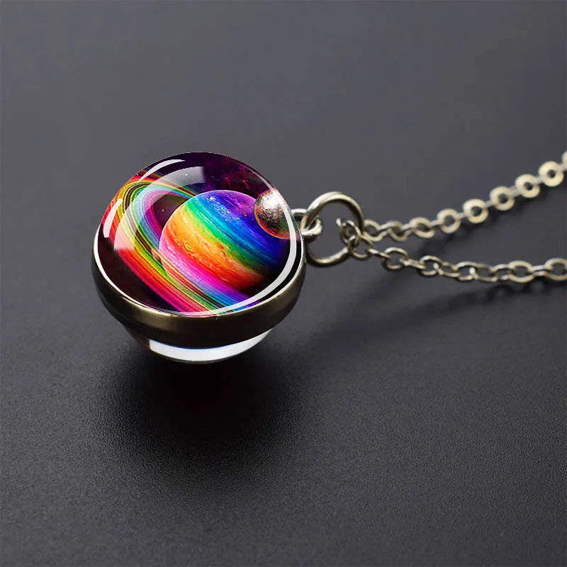 Solar System Galaxy Pendant Necklace | Unisex Astronomy Jewelry Gift