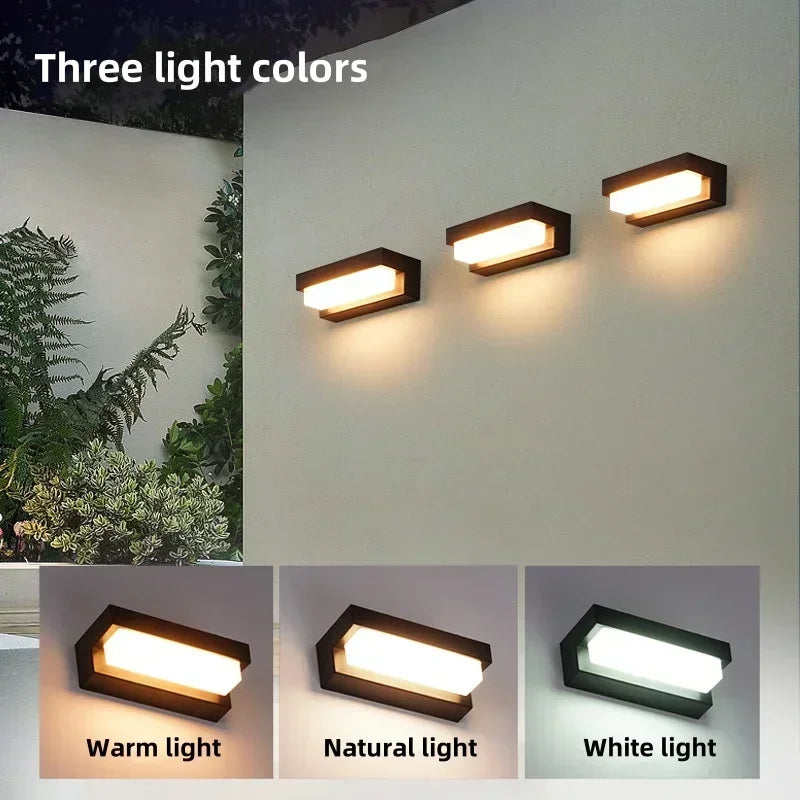 Solar LED  Outdoor  Lights Garden Balcony Waterproof Decor Solar Powered Lamp Porch Stairs Energy-saving Three-color Wall Light