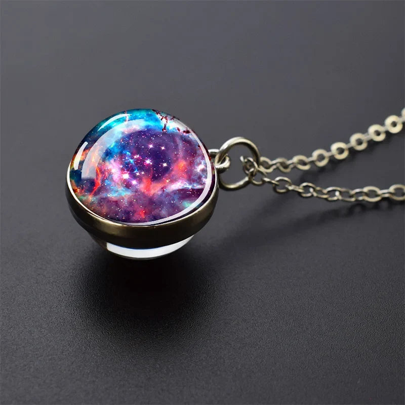 Solar System Galaxy Pendant Necklace | Unisex Astronomy Jewelry Gift