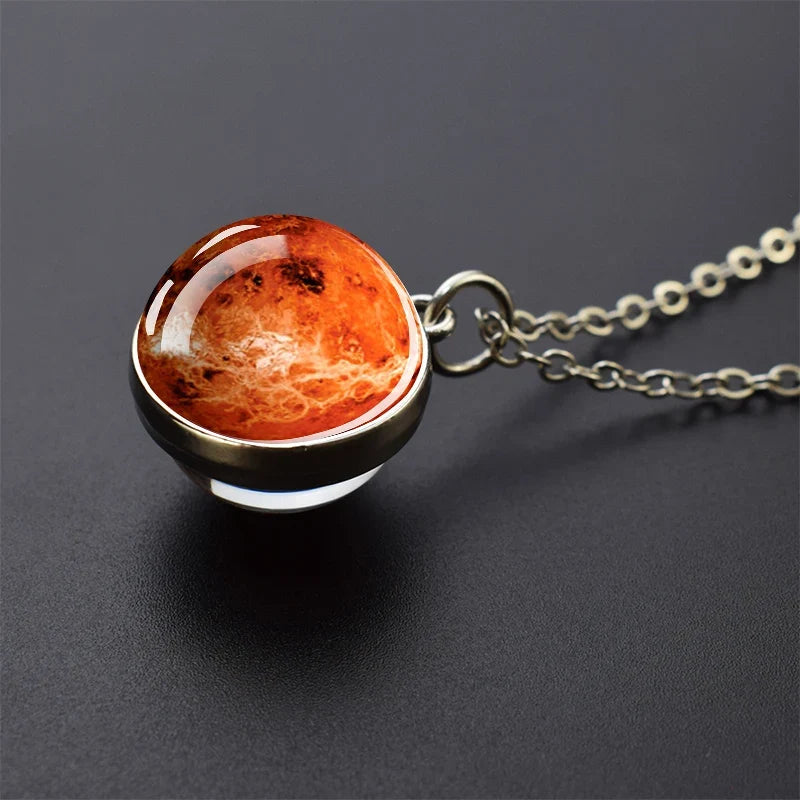 Solar System Glass Ball Pendant Necklace | Astronomy Galaxy Jewelry