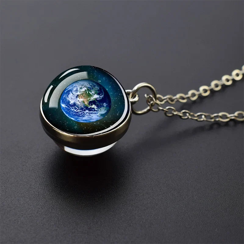 Solar System Galaxy Pendant Necklace | Unisex Astronomy Jewelry Gift