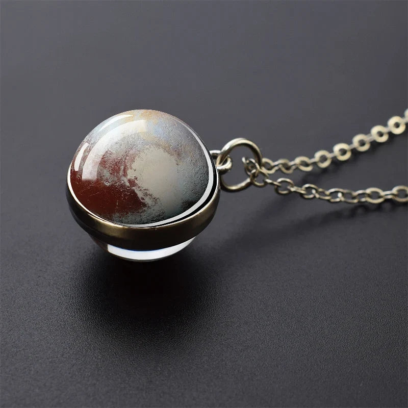 Solar System Glass Ball Pendant Necklace | Astronomy Galaxy Jewelry