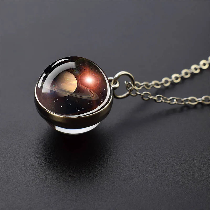 Solar System Galaxy Pendant Necklace | Unisex Astronomy Jewelry Gift