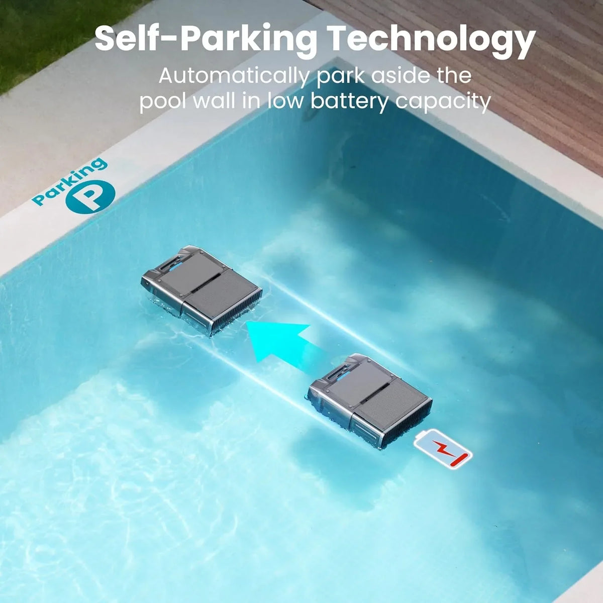 Y80 Solar Pool Skimmer Robotic Cordless Pool Vacuum with Remote Control 24 Hours Working Time Smart Obstacle Avoidance Auto-Parking Pool Cleaner 6L Large-Capacity Basket with Fine Filter for Pool Cleanning