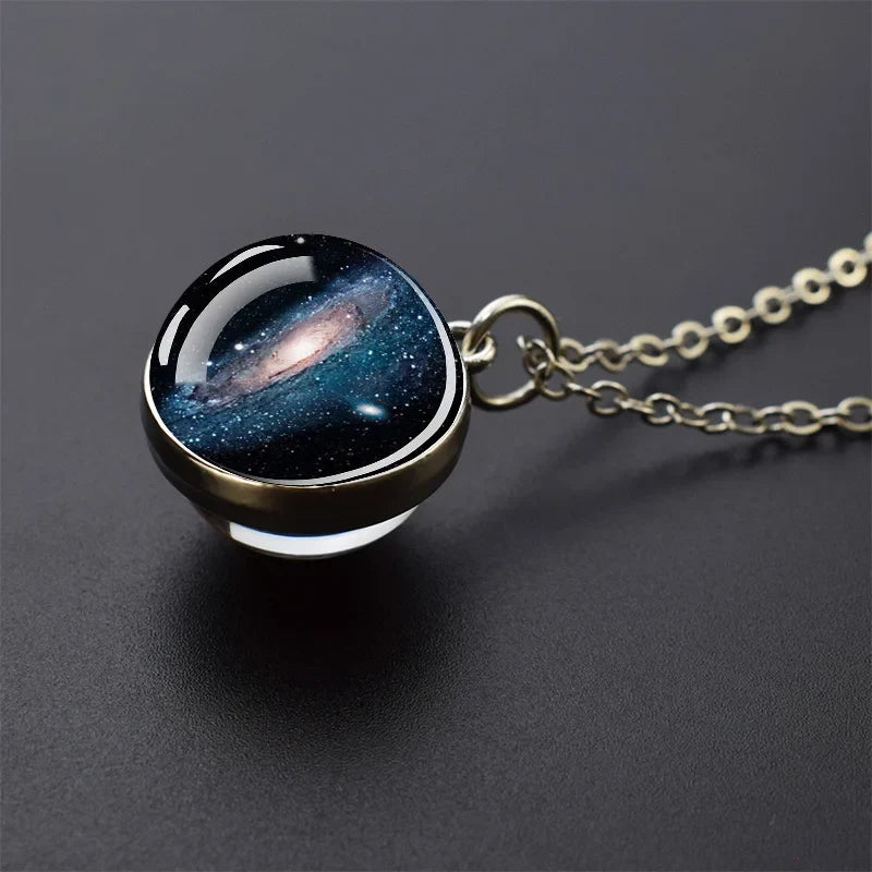 Solar System Glass Ball Pendant Necklace | Astronomy Galaxy Jewelry