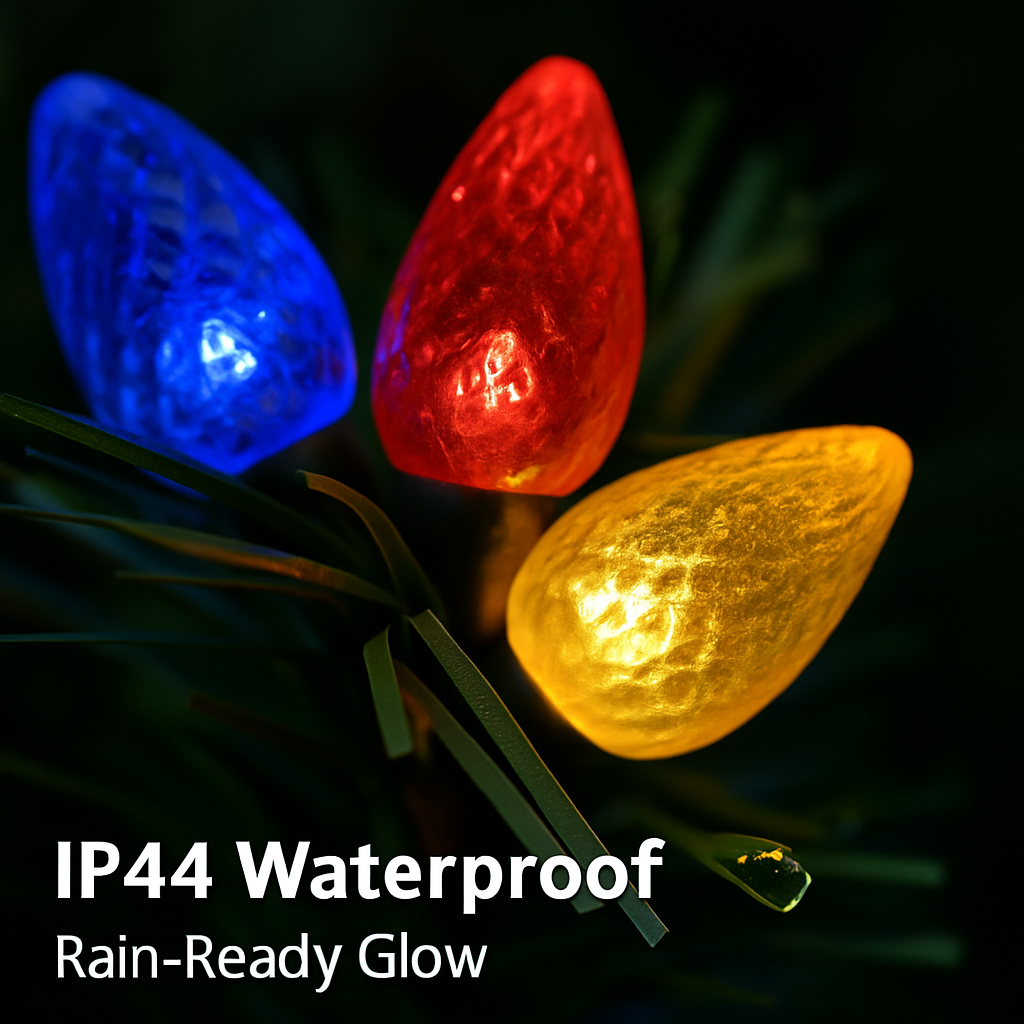 2Pack 37.4in Height Solar Christmas Tree With 100 Colorful LED Beads 8 Lighting Modes For Xmas Decoration IP44 Waterproof Outdoor Pathway Stake Light